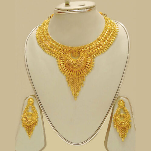 Design 1377 Gold plated necklace set jewellry. Bridal set